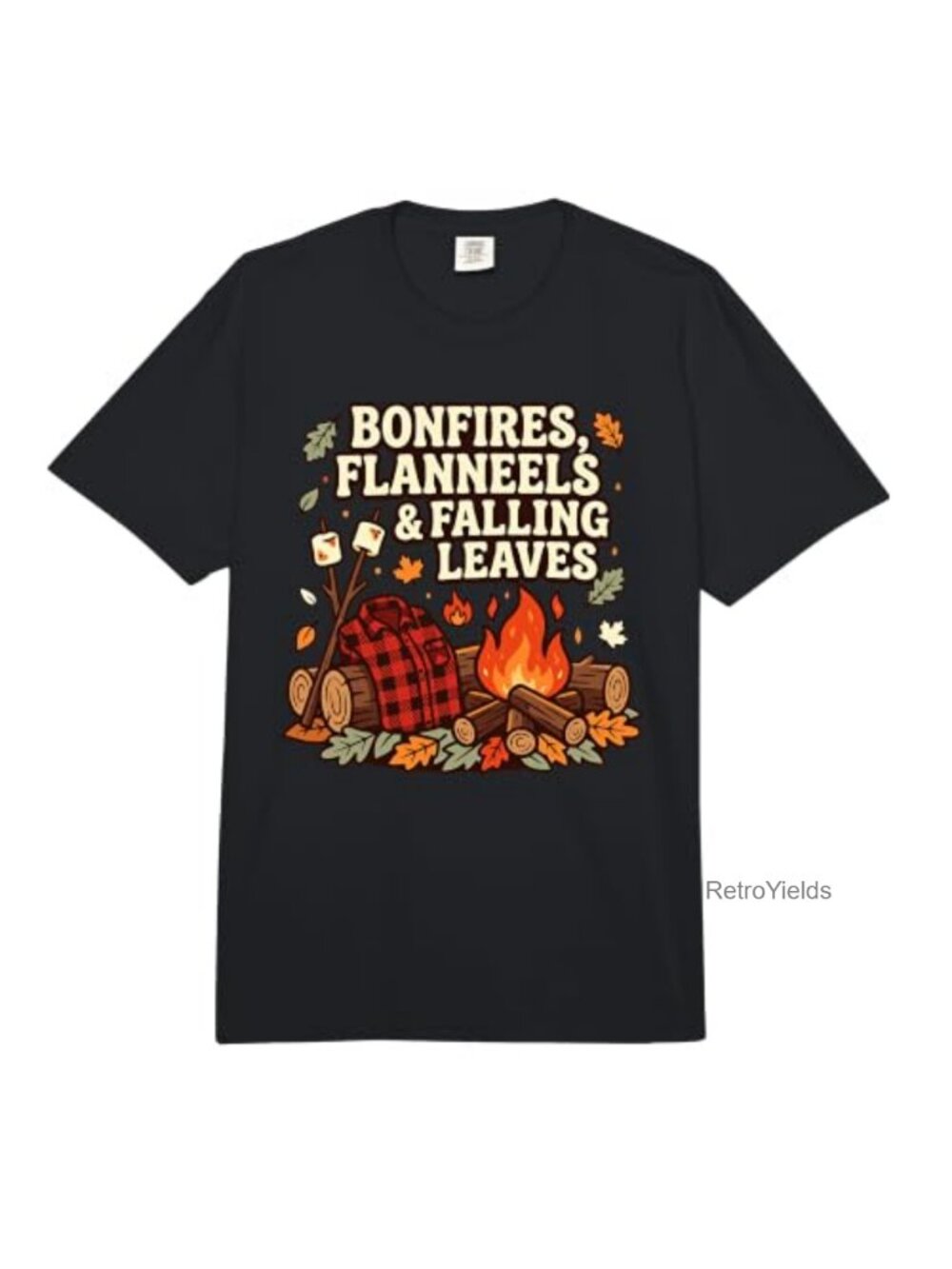 Fall Bonfires Flannels Leaves Graphic Heavyweight Tee